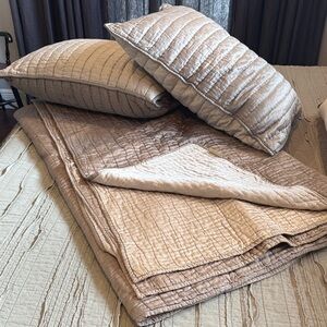 Pottery Barn Quilted Velvet Bedspread Set in Taupe